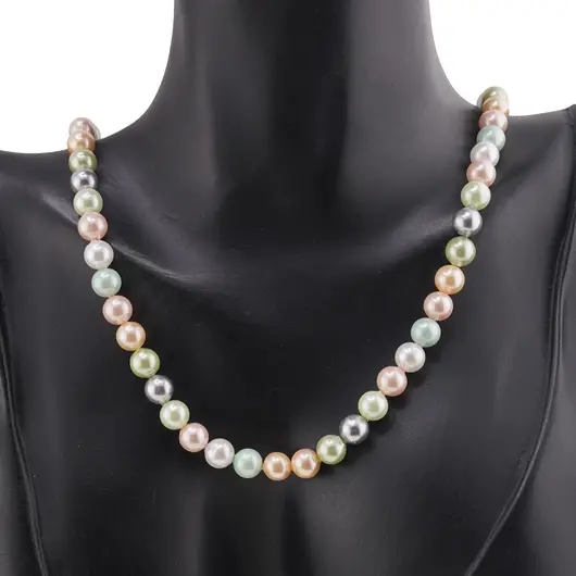 Colier Perle de Mallorca multicolore pastelate, sfere 6mm, imagine 3