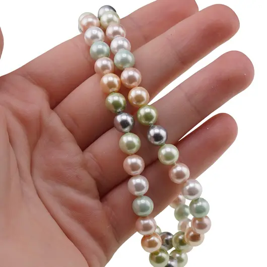 Colier Perle de Mallorca multicolore pastelate, sfere 6mm, imagine 4