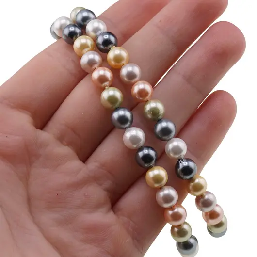 Colier Perle de Mallorca multicolore, sfere 6mm, imagine 4