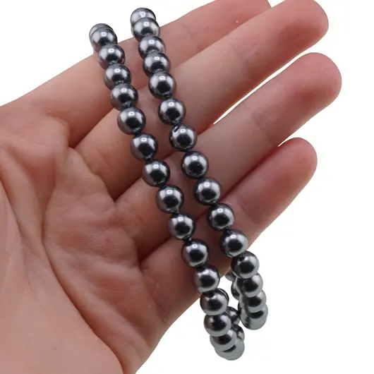 Colier Perle de Mallorca negre, sfere 6mm, imagine 4
