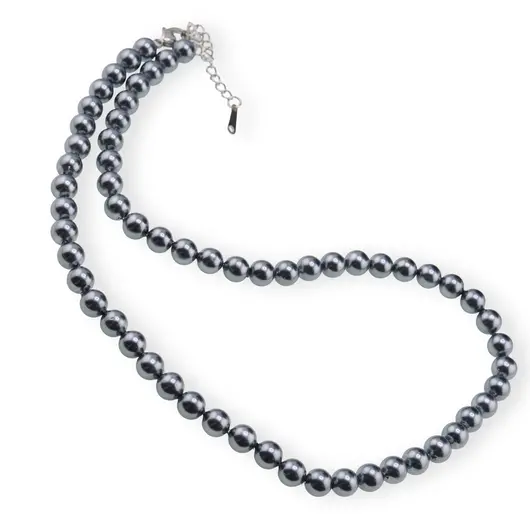 Colier Perle de Mallorca negre, sfere 6mm