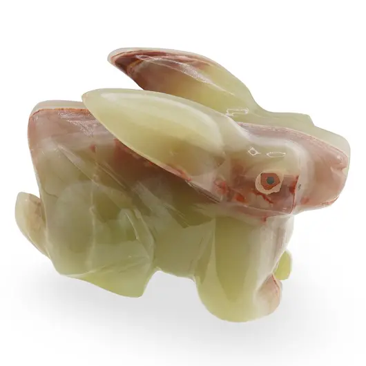 Figurina slefuita din Onix de Pakistan, iepure fancy - 9,5cm