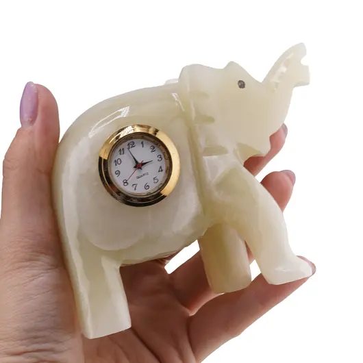 Ceas model elefant din Onix de Pakistan - 9,5cm, imagine 3