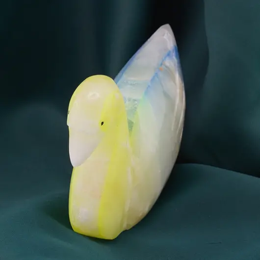Figurina slefuita din Onix de Pakistan colorat, lebada - 10cm, imagine 2
