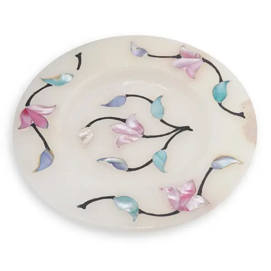 Farfurie din Onix de Pakistan cu flori din Sidef, 14-15cm
