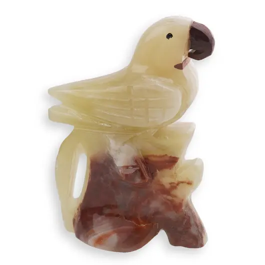 Figurina slefuita din Onix de Pakistan, papagal fancy - 10,5cm