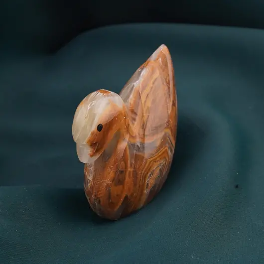 Figurina slefuita din Onix de Pakistan, lebada, 6-7cm, imagine 2