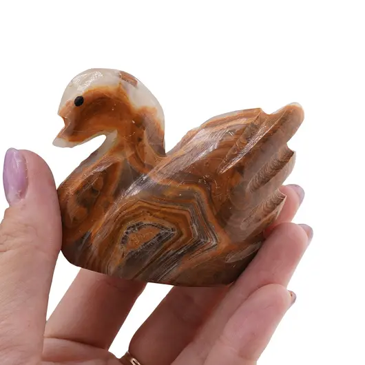 Figurina slefuita din Onix de Pakistan, lebada, 6-7cm, imagine 3