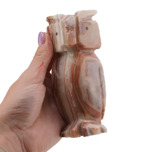 Figurina slefuita din Onix de Pakistan, bufnita - 13cm, imagine 3
