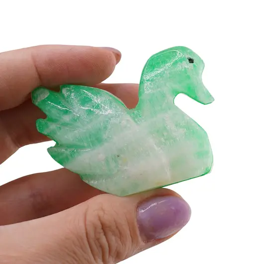 Figurina slefuita din Onix de Pakistan colorat, lebada - 4,5cm, imagine 3