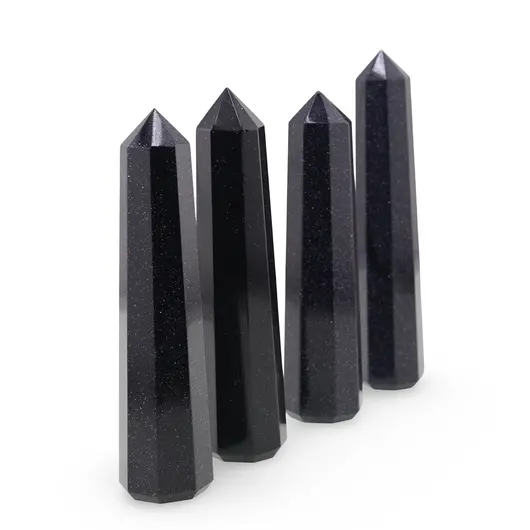 Turn / Obelisc cu opt fatete din Goldstone albastru, 65-75g, imagine 2