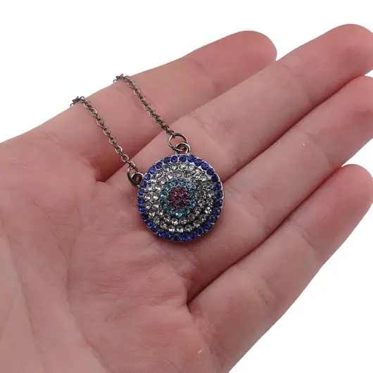 Colier feng shui Ochi protector cu zirconii, 28mm, imagine 3