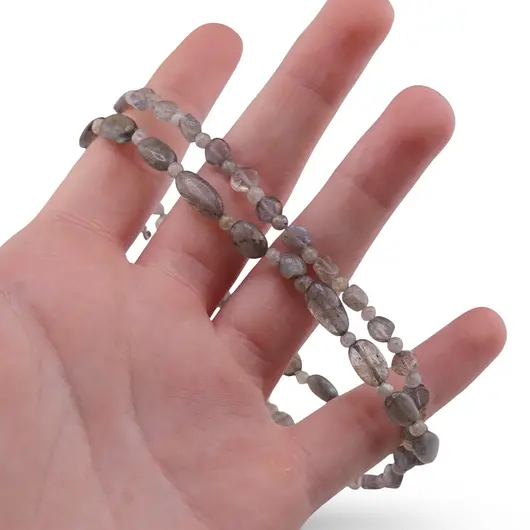 Colier Labradorit banuti 5mm, neuniform 8-12mm si sfere 3mm cu steluta din Hematit auriu 6mm, imagine 3