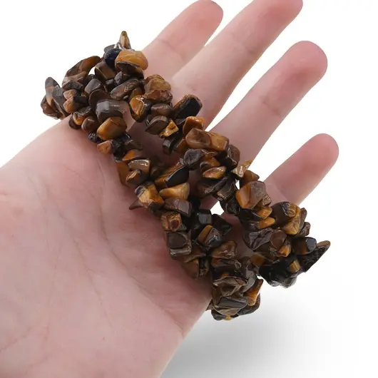 Colier Ochi de tigru chips pe doua randuri, 5-12mm, imagine 3