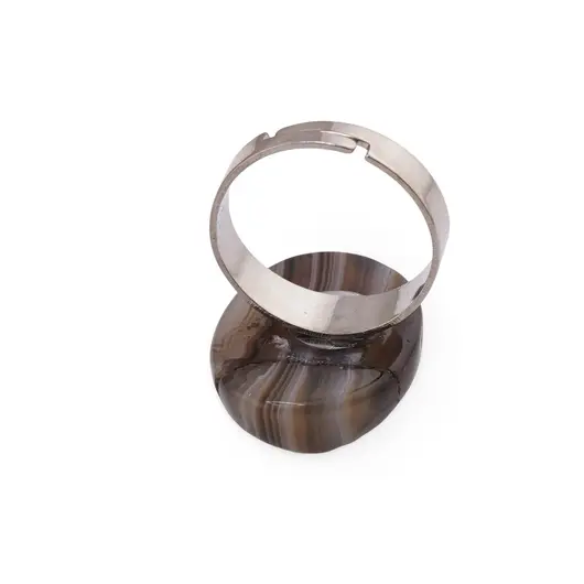 Inel reglabil Agat maro oval, 22mm, imagine 2