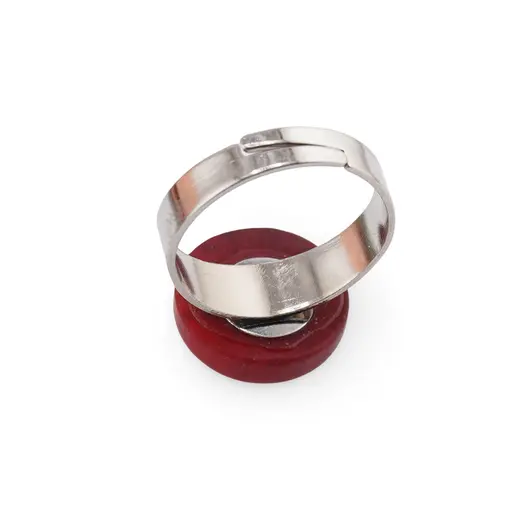 Inel reglabil Coral rosu rotund, 13-15mm, imagine 2