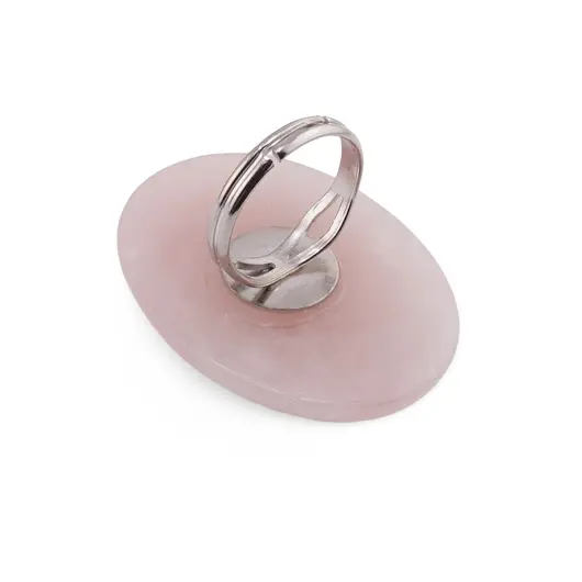 Inel reglabil Cuart roz oval, 40mm, imagine 2