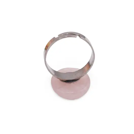 Inel reglabil cuart roz oval, 18-20mm, imagine 2