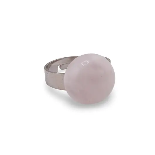 Inel reglabil Cuart roz rotund, 14mm