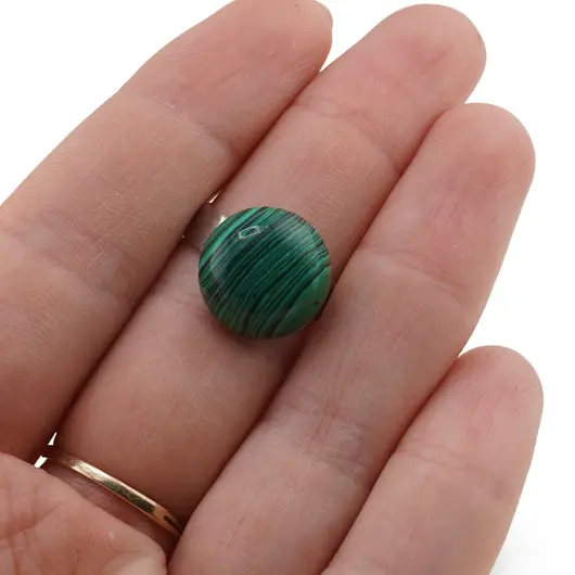 Inel reglabil Malachit rotund, 14mm, imagine 3