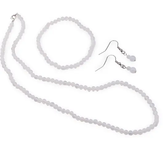 Set cercei cu agatatoare, colier si bratara Opalit sfere, 4-6mm