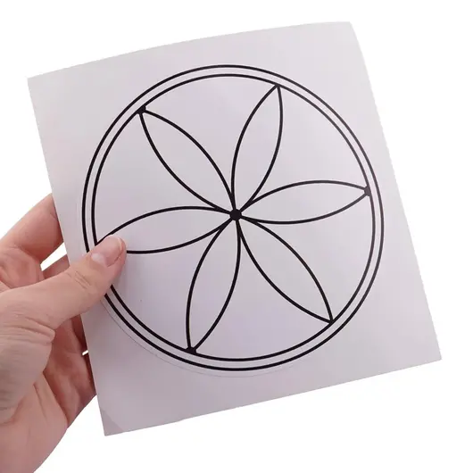 Abtibild sticker Feng Shui cu Floarea Vietii - alb, 12cm, imagine 2