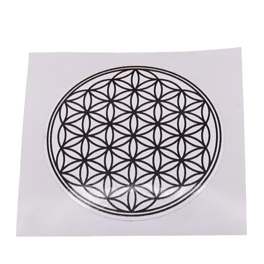 Abtibild sticker Feng Shui cu Floarea vietii, Simbolul vietii - alb, 5,5cm