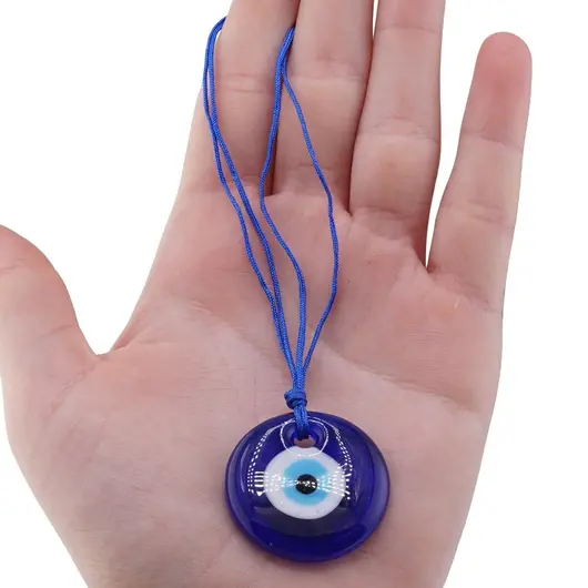 Amuleta Feng Shui rotunda cu ochi protector din sticla, 3cm, imagine 3