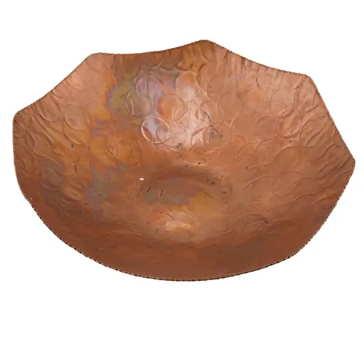Bol decorativ vintage din cupru batut manual, 24cm, imagine 2