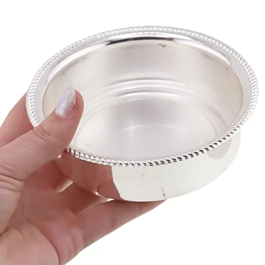 Bol metalic decorativ vintage cu margini impletite - 12cm, imagine 3