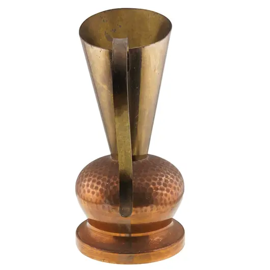 Carafa vintage din cupru batut manual, design modernist - 29cm, imagine 2