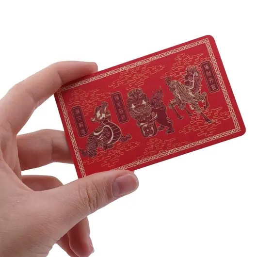 Card Feng Shui din platic cu cei trei gardieni celesti divini, imagine 2