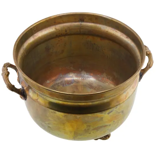 Cazan vintage din alama cu picioare ornamentale - 13,5cm, imagine 2