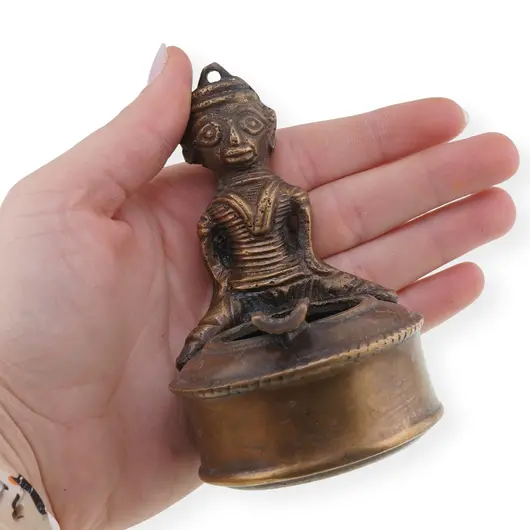 Scrumieră vintage din bronz, artă tribală Dokra - 9,5cm, imagine 3