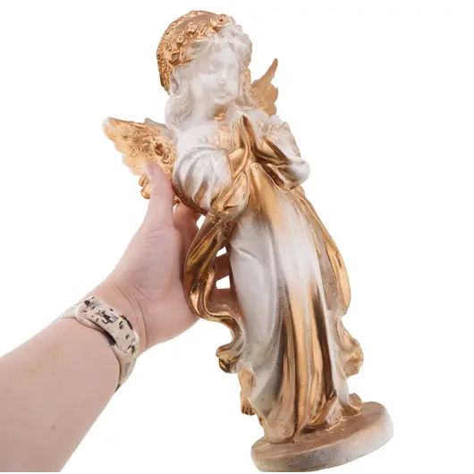 Decoratiune statueta din gips Inger auriu rugandu-se, 32cm, imagine 4