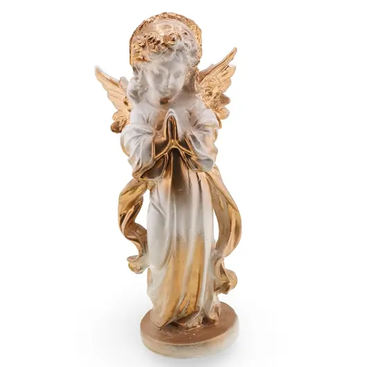Decoratiune statueta din gips Inger auriu rugandu-se, 32cm