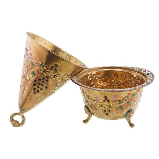 Decoratiune vintage arzator de tamaie din alama conic, 21cm, imagine 2