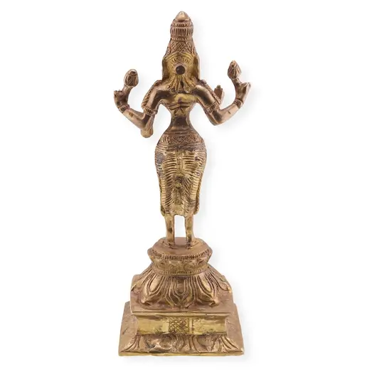 Decoratiune vintage din alama cu zeita Lakshmi - 25,5cm, imagine 2