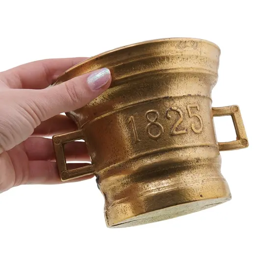 Decoratiune vintage din alama galeata cu doua manere, 10cm, imagine 3