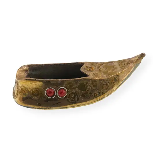 Decoratiune vintage din alama pantof model oriental, 9cm, imagine 2