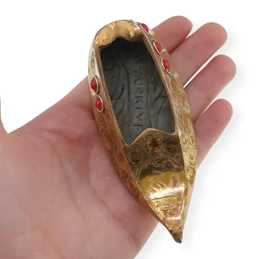 Decoratiune vintage din alama pantof model oriental, 9cm, imagine 3