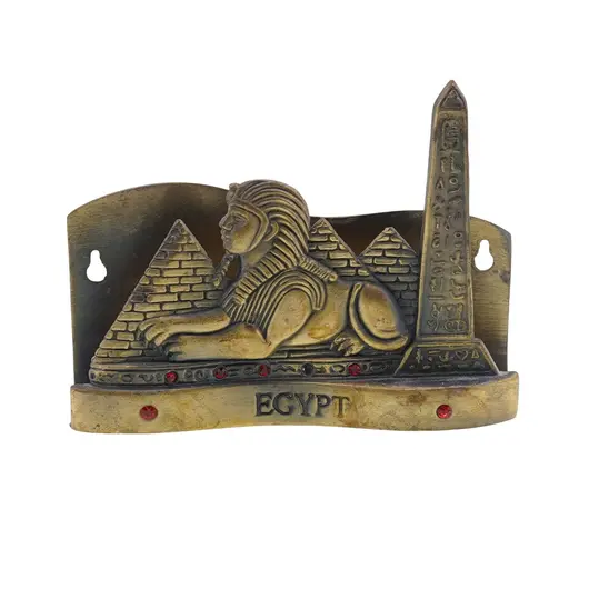 Decoratiune vintage din alama suport pentru servelete cu tematica egipteana, 7cm