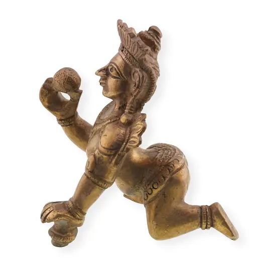 Decoratiune vintage din bronz infatisand zeul Bal Krishna, 13cm, imagine 2