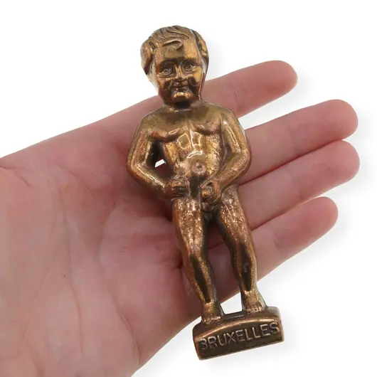 Decoratiune vintage din bronz Manneken Pis - 9,5cm, imagine 3