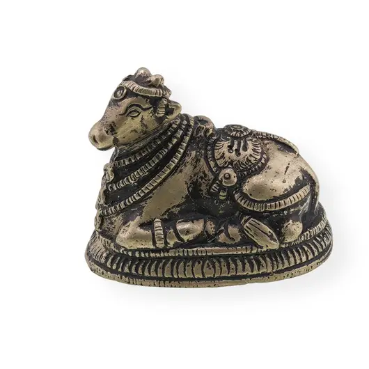 Decoratiune vintage din bronz taur Nandi - 5,5cm, imagine 2