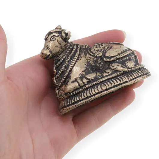 Decoratiune vintage din bronz taur Nandi - 5,5cm, imagine 3