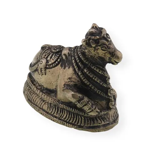 Decoratiune vintage din bronz taur Nandi - 5,5cm