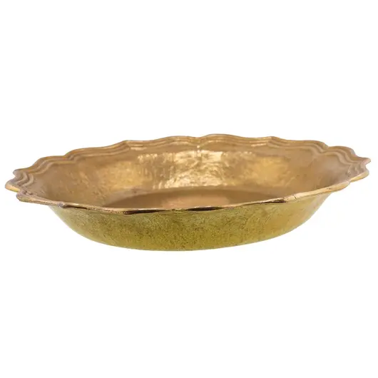 Farfurie adanca vintage din alama, margine dantelata - 26cm, imagine 2