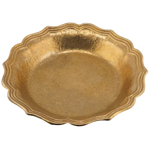 Farfurie adanca vintage din alama, margine dantelata - 26cm