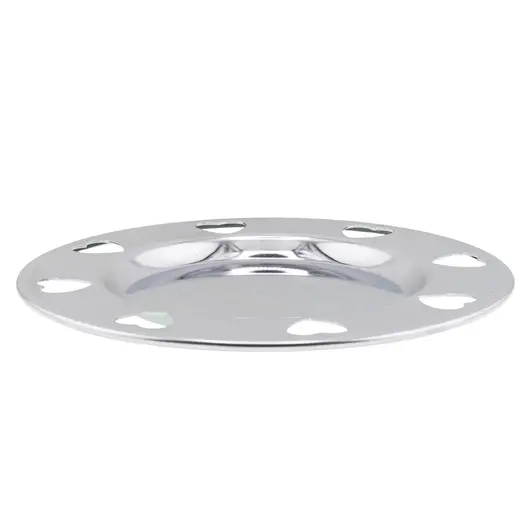 Farfurie metalica decorativa vintage cu decupaje in forma de inima, 13cm, imagine 2